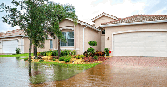 Home with a flood in front